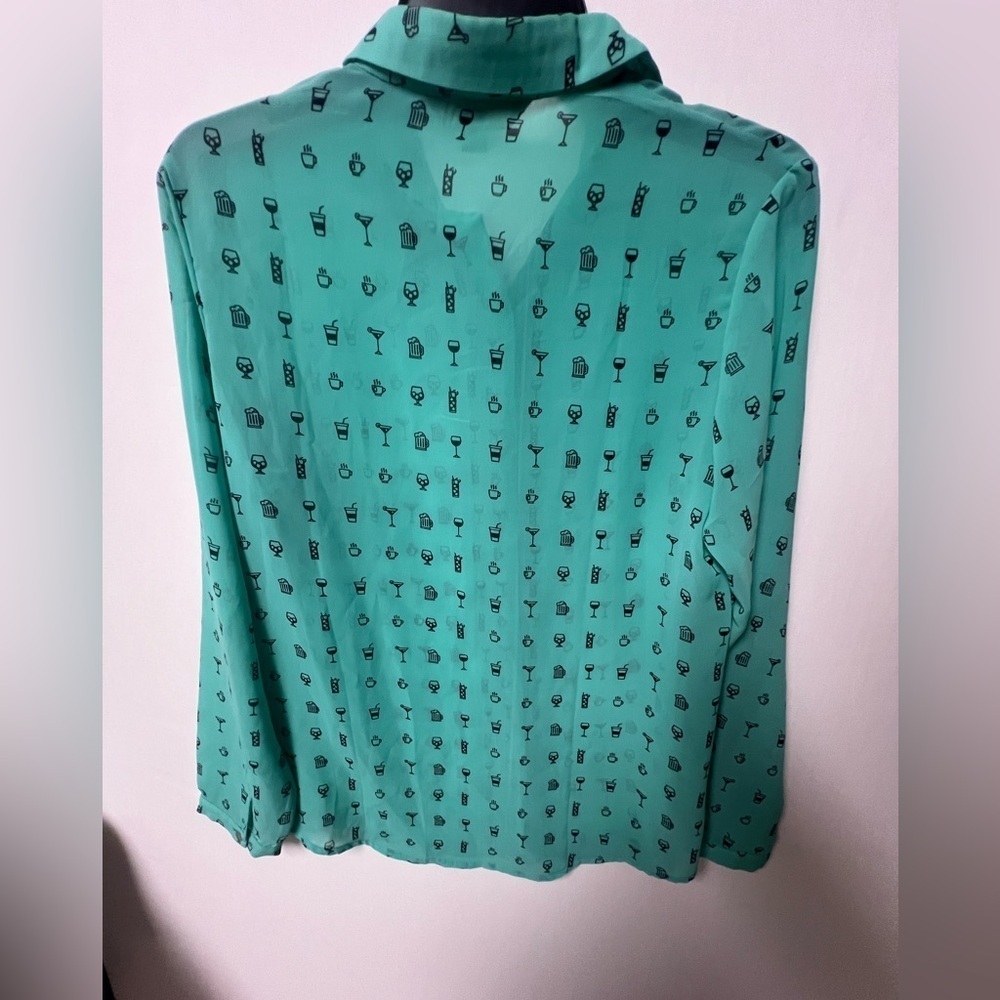 ZINK OF LONDON LONG SLEEVE SHEER LIKE FUN SHIRT MEDIUM TURQUOISE SIZE LARGE - Picture 9 of 13